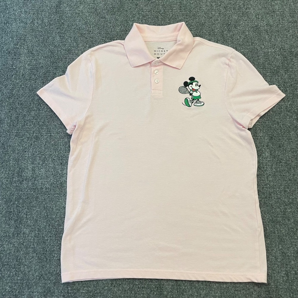 Disney Mickey Mouse Women's Logo Tennis Polo Shirt Sleeve Shirt Pink MEDIUM